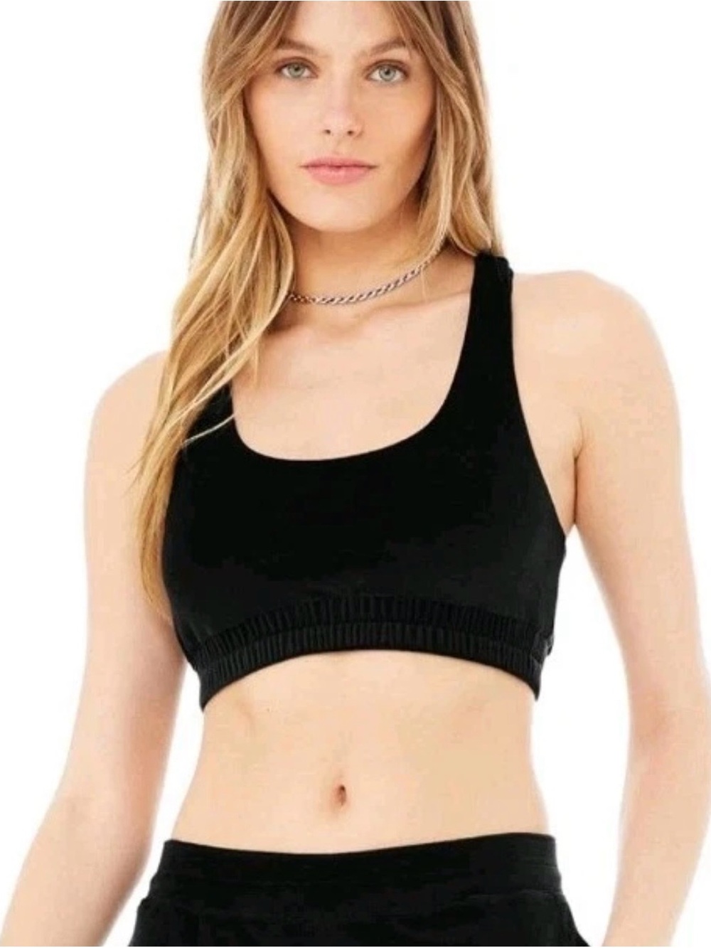 ALO Yoga Luxe Black Velvet Sports Bra